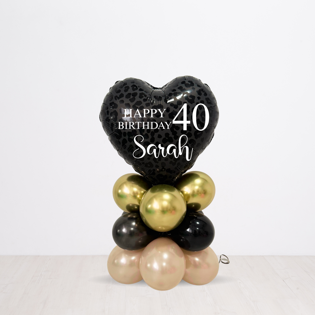 DIY Personalised message table top 18inch leopard print heart shaped gold balloon stand product photo 2