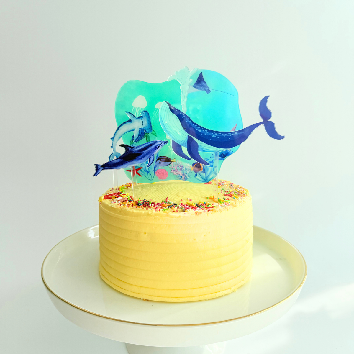 Personalised under the Sea World fish shark whale Acrylic cake topper product photo 7