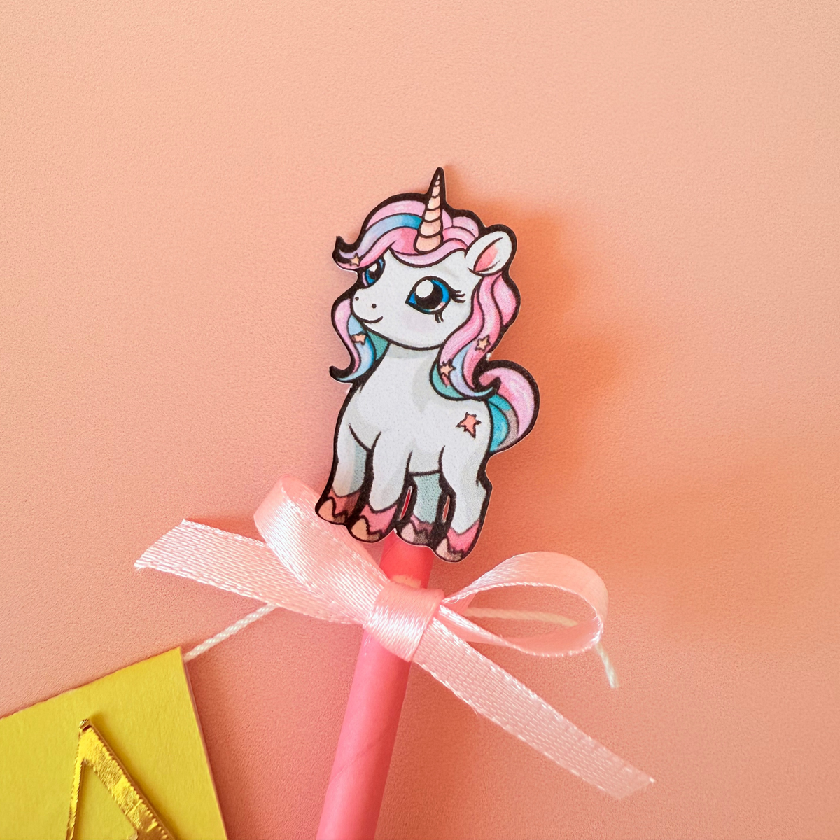 Personalised rainbow shooting star and unicorn birthday cake topper product photo 2