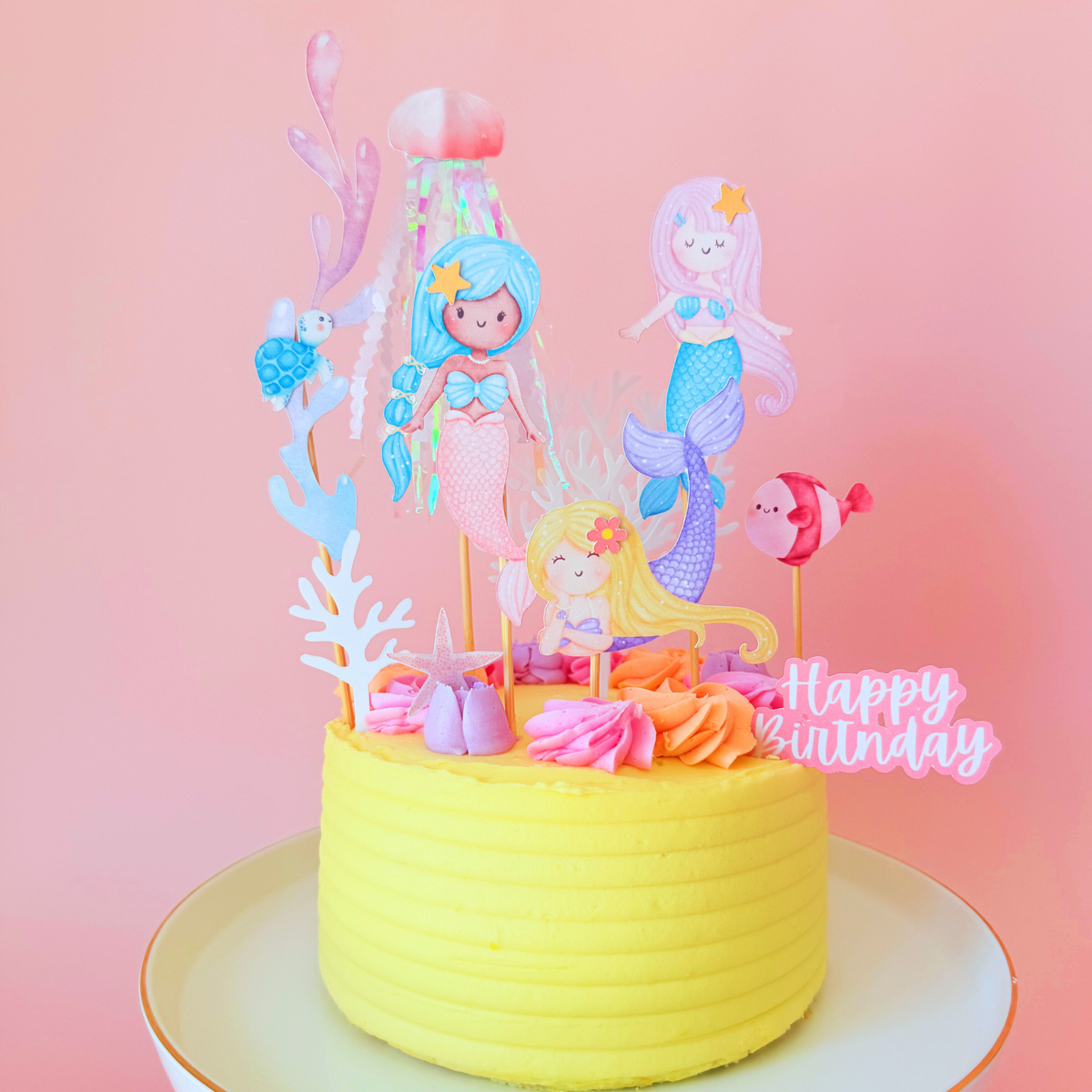 Personalised sparkly jellyfish whimsical Mermaid under the Sea Cake Toppers product photo 2