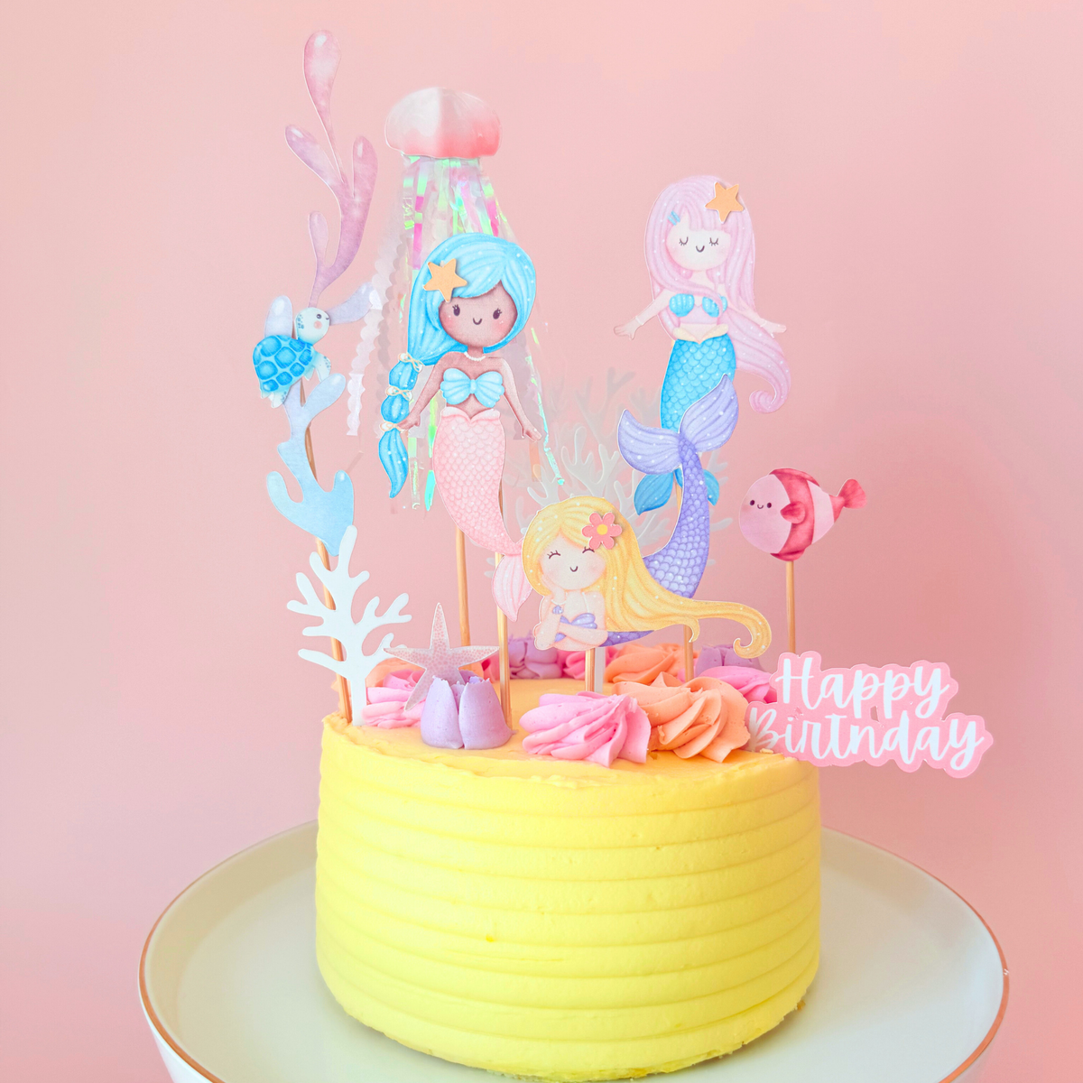 Personalised sparkly jellyfish whimsical Mermaid under the Sea Cake Toppers product photo 3