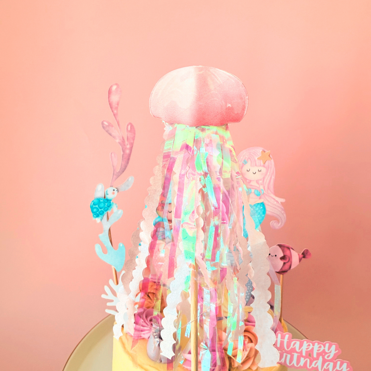 Personalised sparkly jellyfish whimsical Mermaid under the Sea Cake Toppers product photo 4