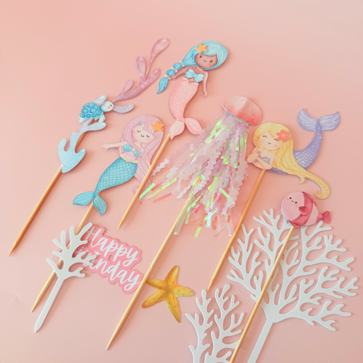 Personalised sparkly jellyfish whimsical Mermaid under the Sea Cake Toppers product photo 5