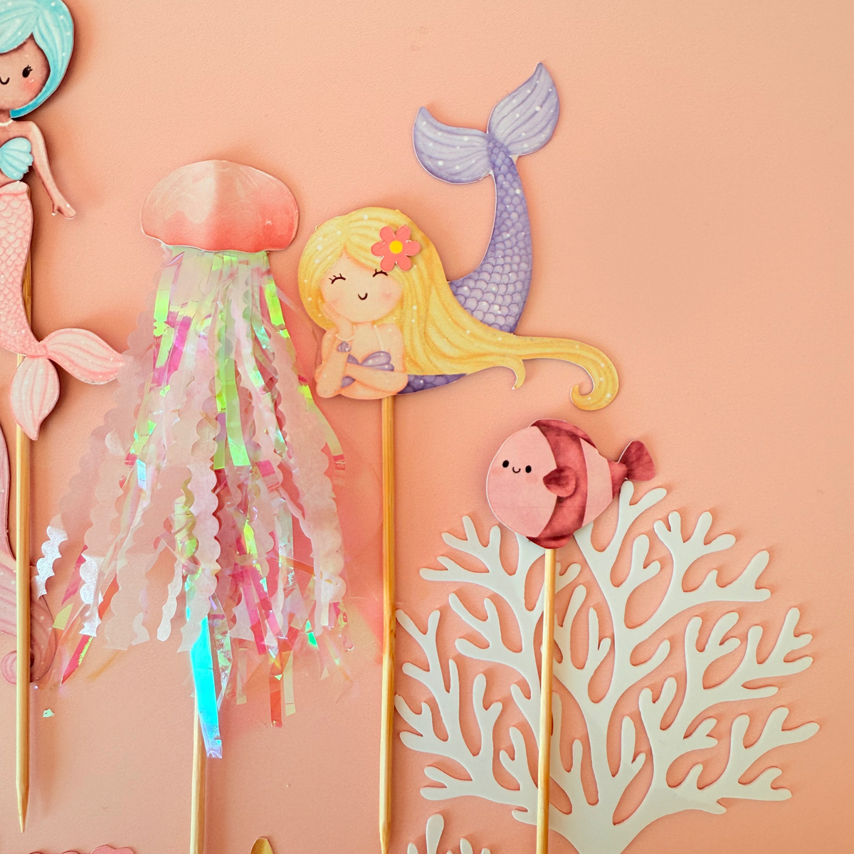 Personalised sparkly jellyfish whimsical Mermaid under the Sea Cake Toppers product photo 7