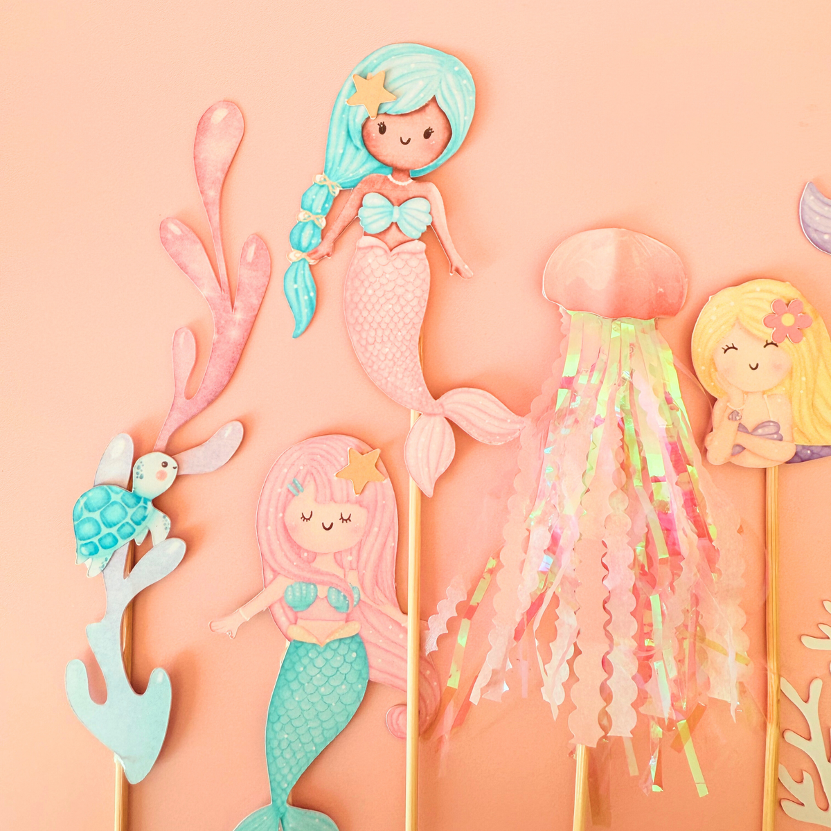 Personalised sparkly jellyfish whimsical Mermaid under the Sea Cake Toppers product photo 8