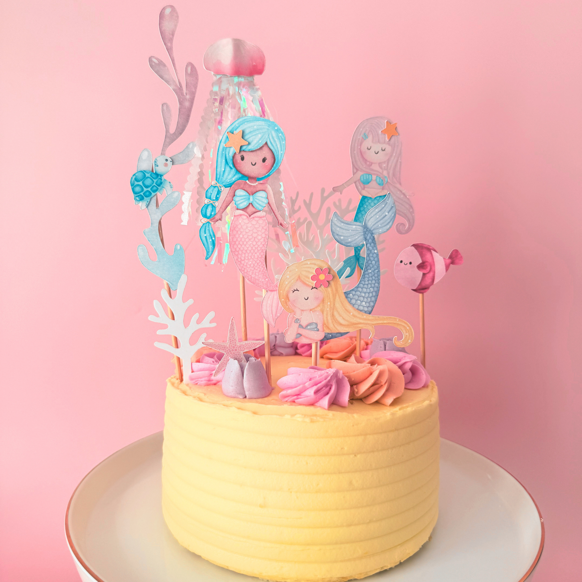 Personalised sparkly jellyfish whimsical Mermaid under the Sea Cake Toppers product photo