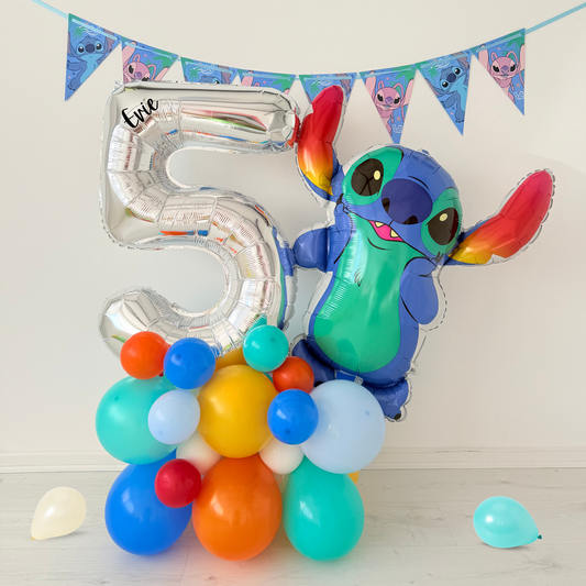 Personalised Stitch movie Balloon bouquet stand display product photo
