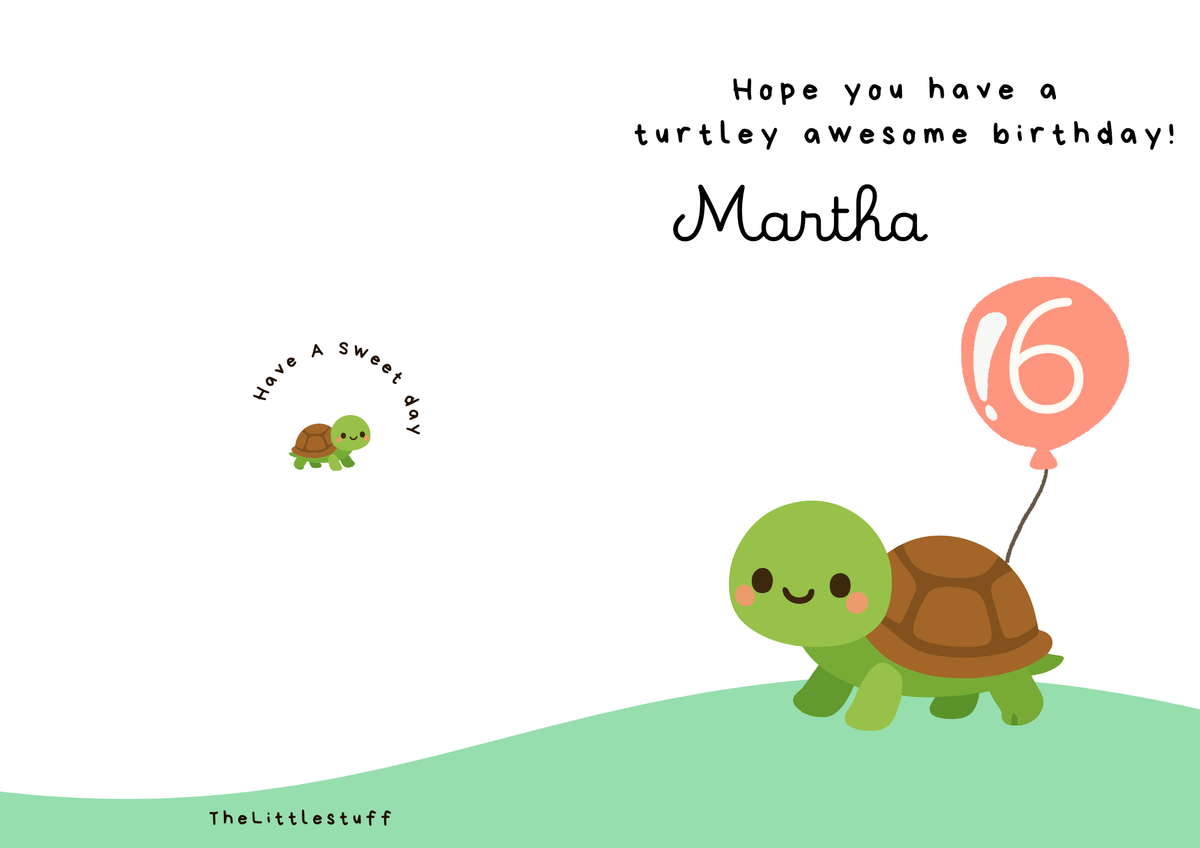 Personalised turtle birthday Greeting Cards product photo 2