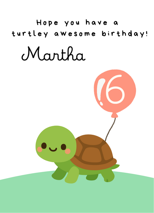 Personalised turtle birthday Greeting Cards product photo