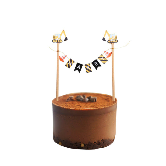 Personalised vehicle digger constructions birthday party paper flags cake topper product photo