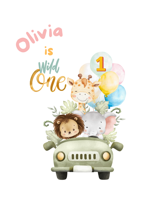 Personalised Wild One 1st 2nd birthday Greeting Cards for Girls product photo