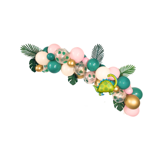 Pink and sage dinosaur balloon garland product photo