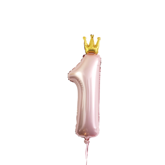 Pink Crown Baby 1st Birthday Foil Number Balloon product photo