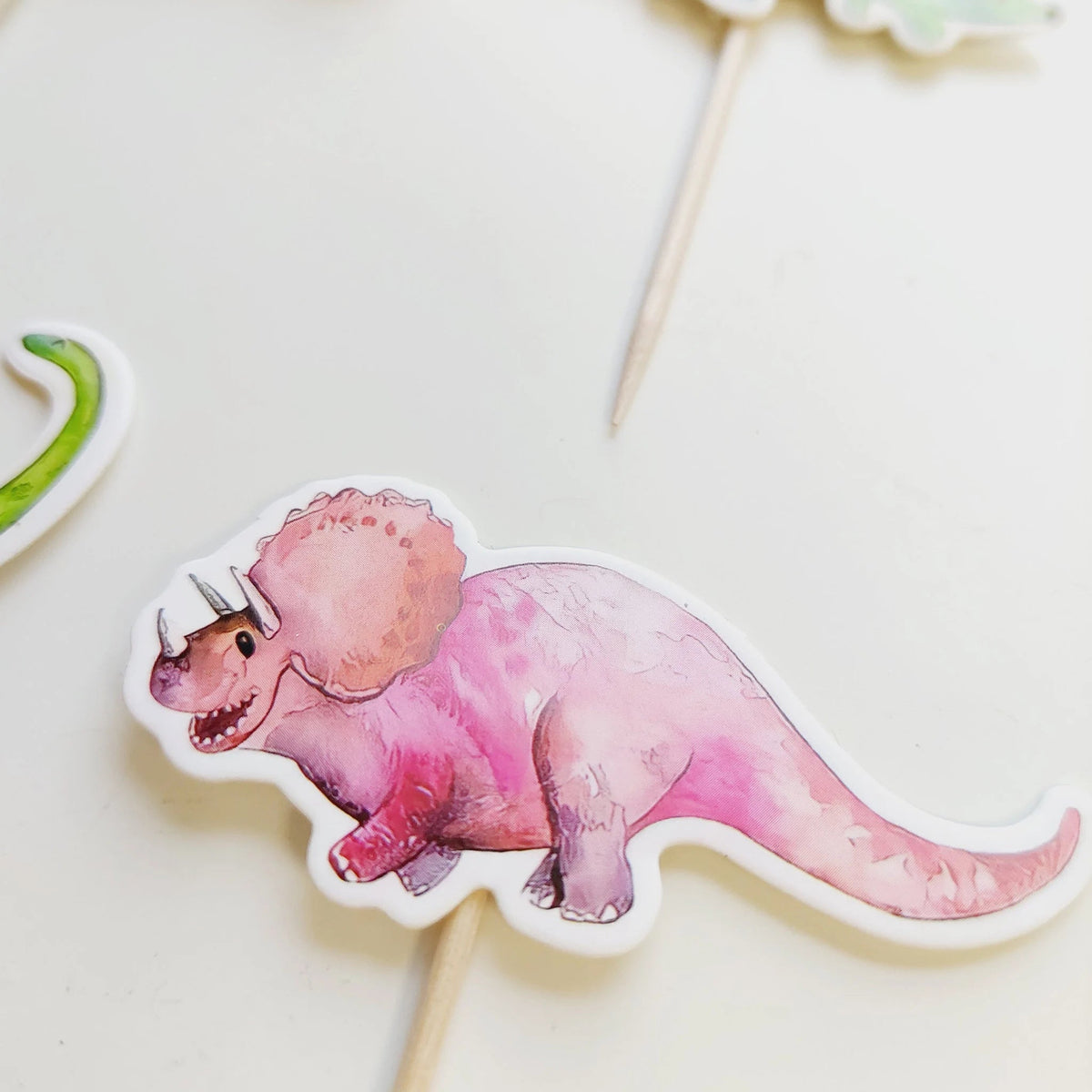 18pcs pastel Pink girls Dinosaurs Birthday cup Cake Topper set product photo 3
