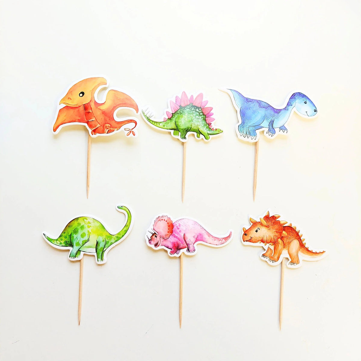 18pcs pastel Pink girls Dinosaurs Birthday cup Cake Topper set product photo 5