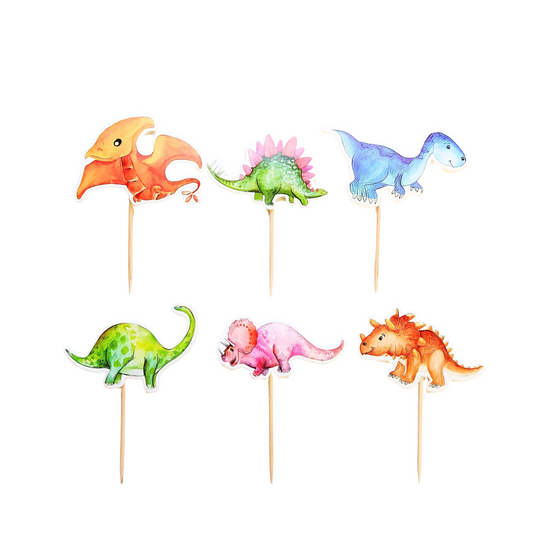18pcs pastel Pink girls Dinosaurs Birthday cup Cake Topper set product photo