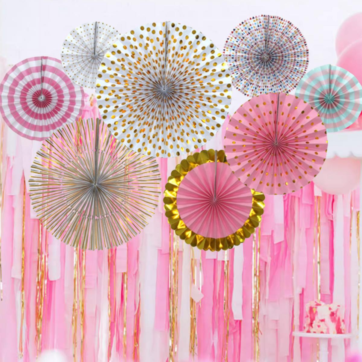 Pink gold pastel Eco Paper fan decoration wedding women milestone birthday decoration product photo 3