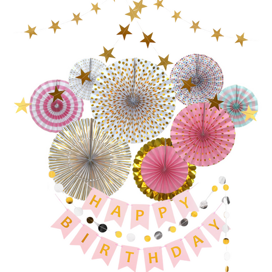 Pink gold pastel Eco Paper fan decoration wedding women milestone birthday decoration product photo