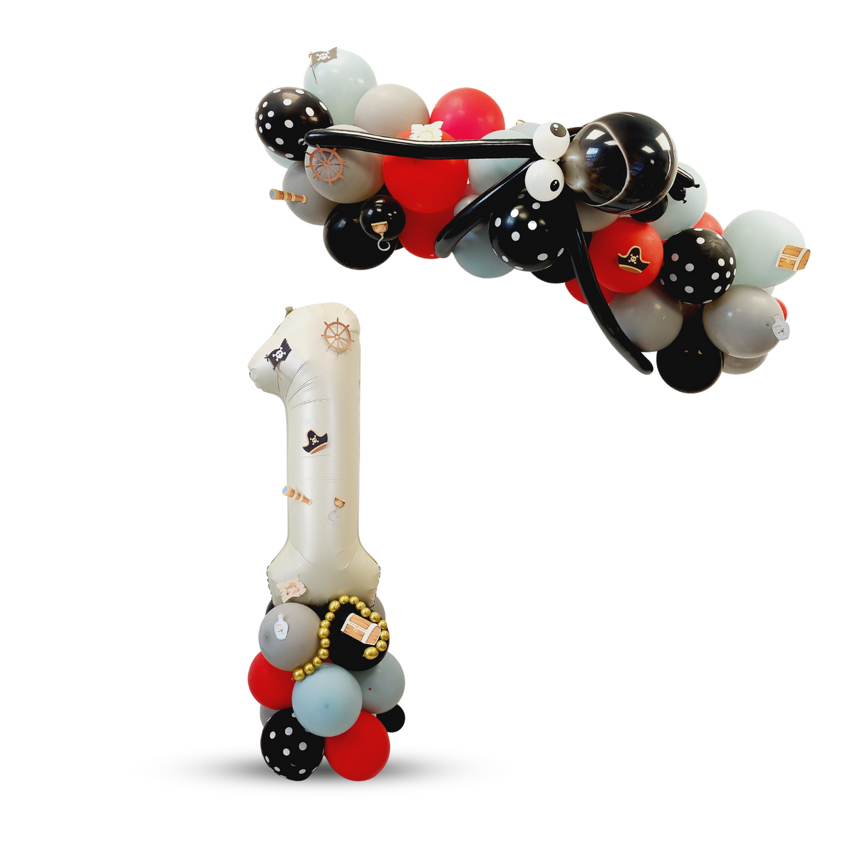 Pirate ship black octopus boys birthday balloon sculpture bouquet product photo 2