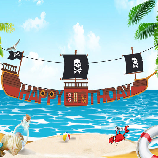 Pirate ship bunting banner product photo