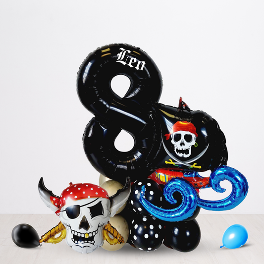 Pirates ship sea waves boys birthday balloon sculpture bouquet product photo