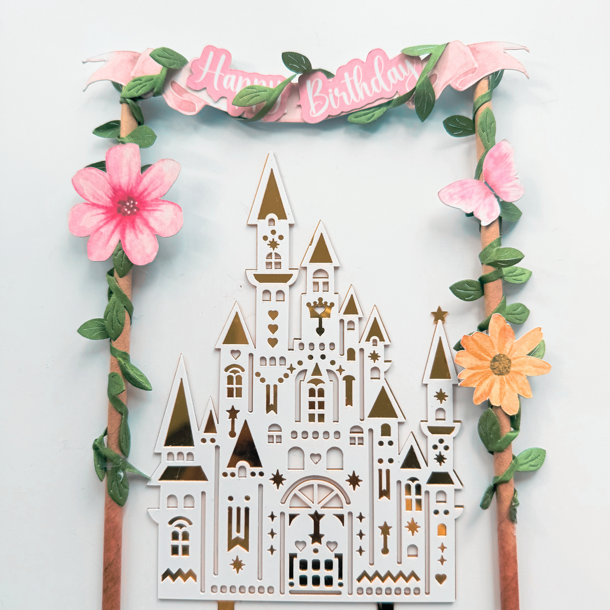 Personalised Princess & Castle Birthday Cake Topper girls birthday decor– Fairy Tale Theme product photo 4