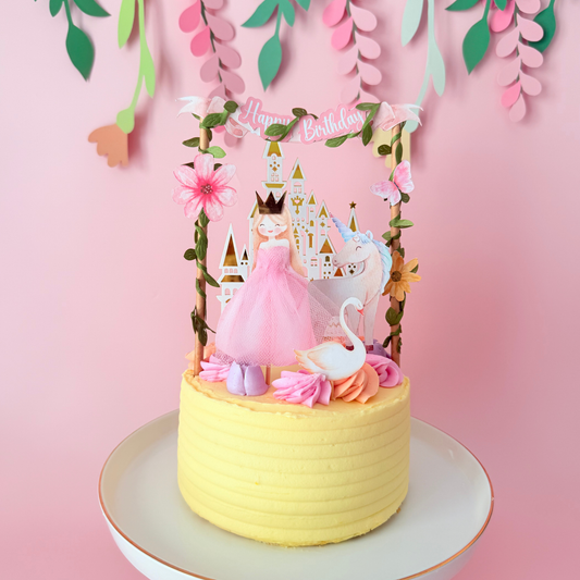Personalised Princess & Castle Birthday Cake Topper girls birthday decor– Fairy Tale Theme product photo