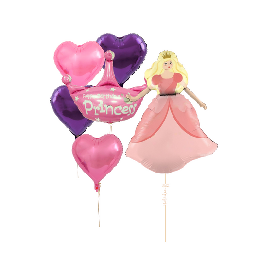 Princess Crown Hearts Foil Balloon Bundle product photo