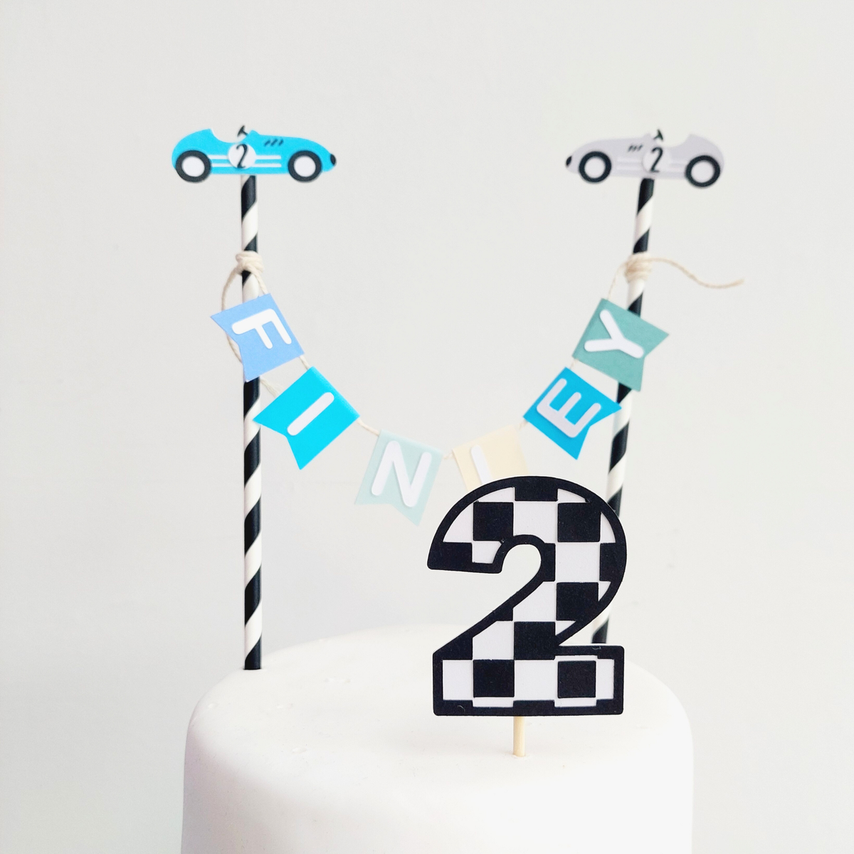 Personalised Racing Car Birthday paper cake topper for 1st 2nd birthdays product photo 2