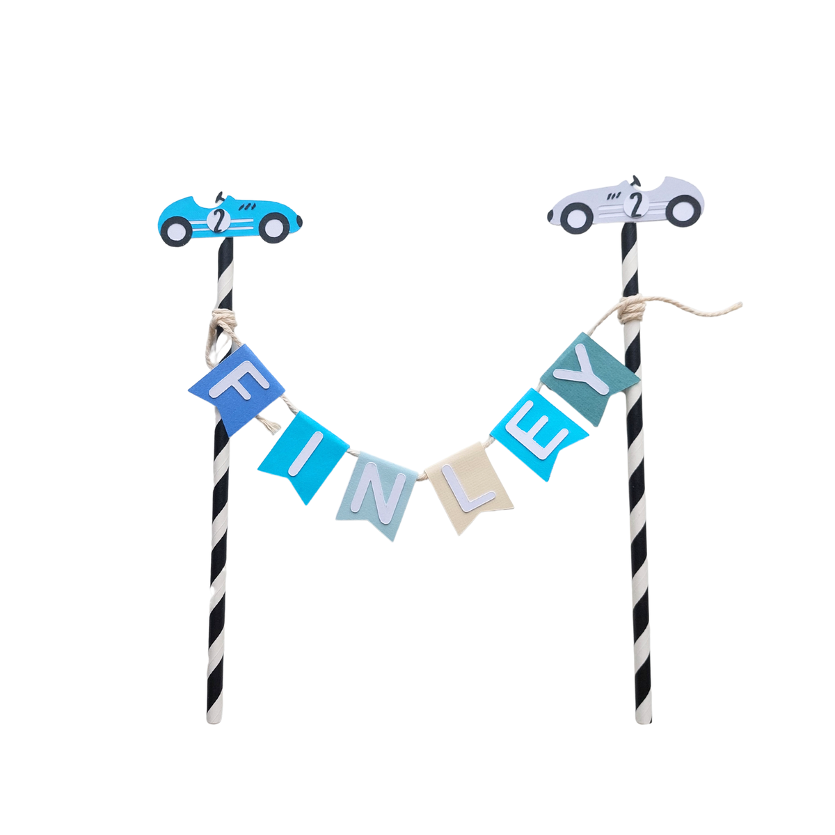Personalised Racing Car Birthday paper cake topper for 1st 2nd birthdays product photo 4