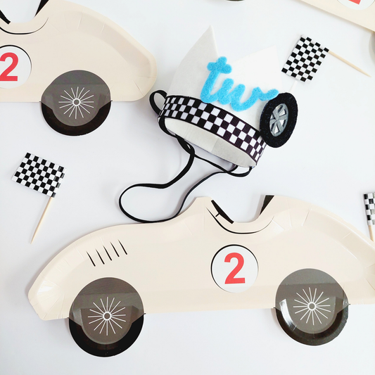 Racing Car Birthday paper plates set two fast 2nd birthday 8-pack product photo