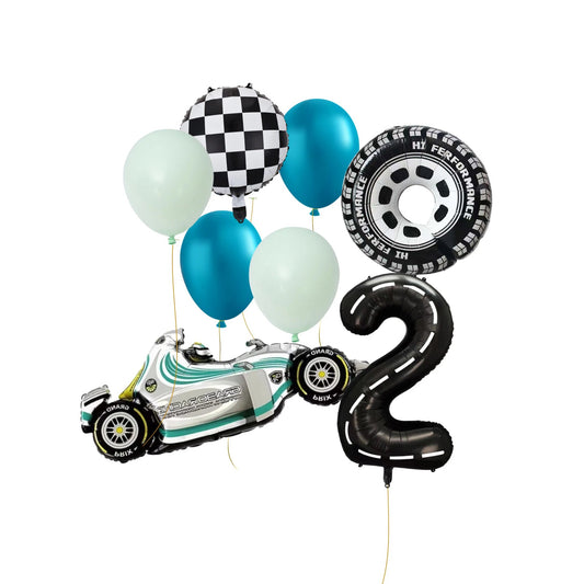 Racing Car blue Birthday Balloon Bundle product photo