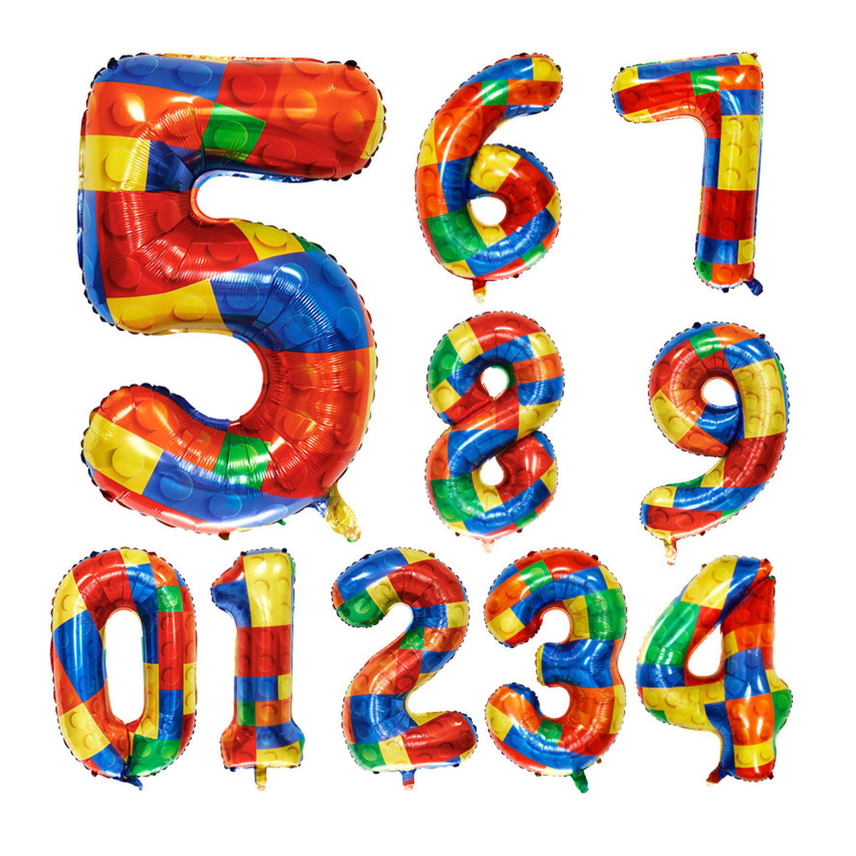 LEGO inspired Rainbow building blocks boys birthday balloon sculpture bouquet product photo 3