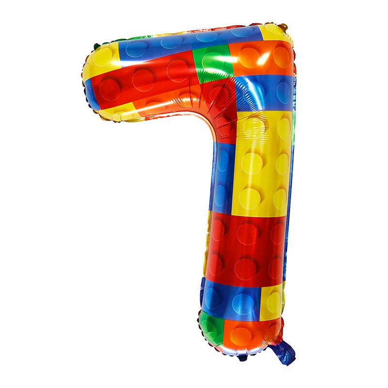 LEGO inspired Rainbow building blocks boys birthday balloon sculpture bouquet product photo 4