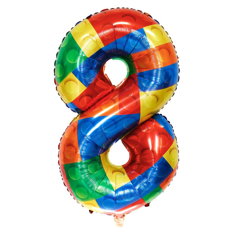 LEGO inspired Rainbow building blocks boys birthday balloon sculpture bouquet product photo 5