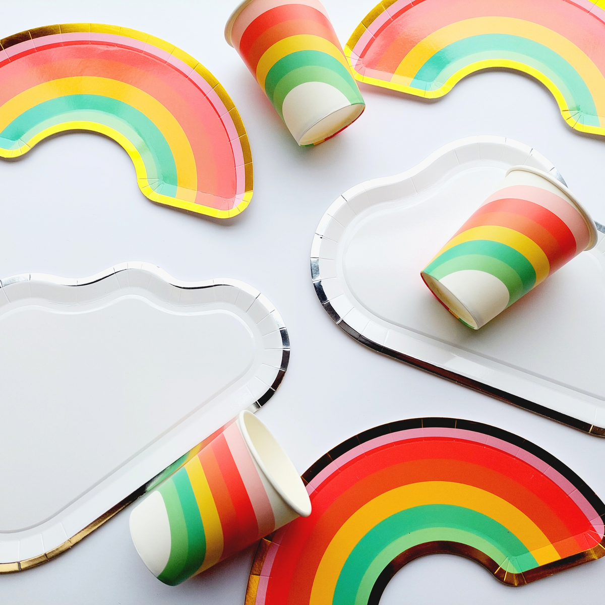 8-pack Rainbow and cloud party disposable paper tableware kit product photo 2