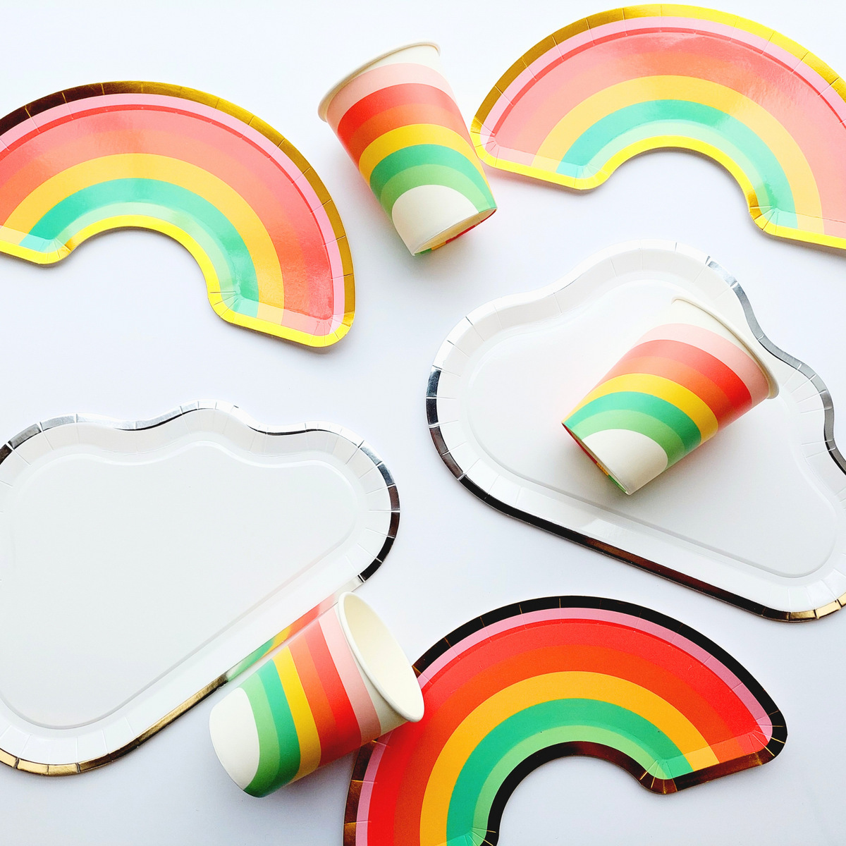 8-pack Rainbow and cloud party disposable paper tableware kit product photo 9