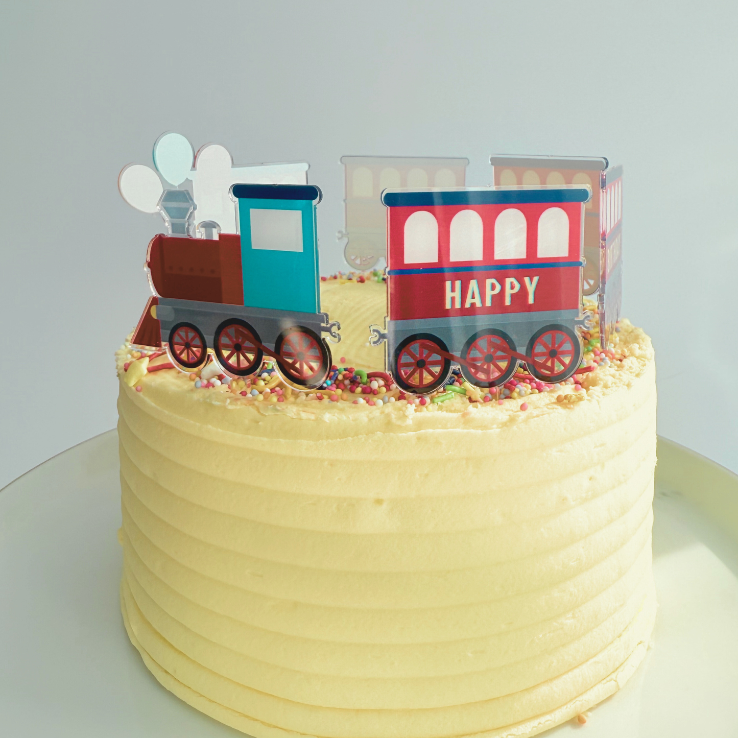 Personalised Vehicle train acrylic cake topper boys men birthday cake decoration