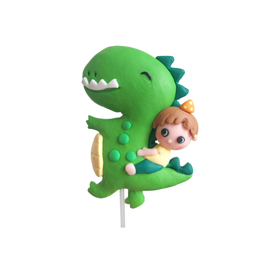 Riding Dinosaur Boy Cake Topper Set product photo 2