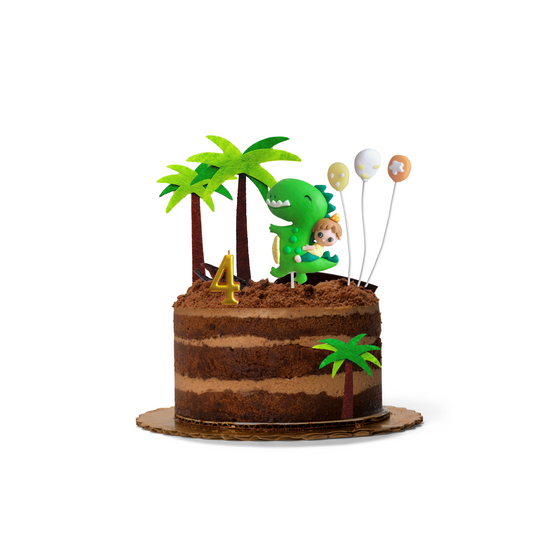 Riding Dinosaur Boy Cake Topper Set product photo