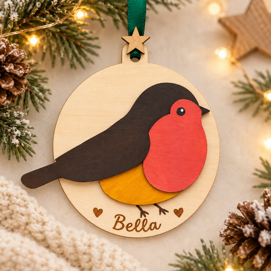 Personalised Robin Christmas Bauble