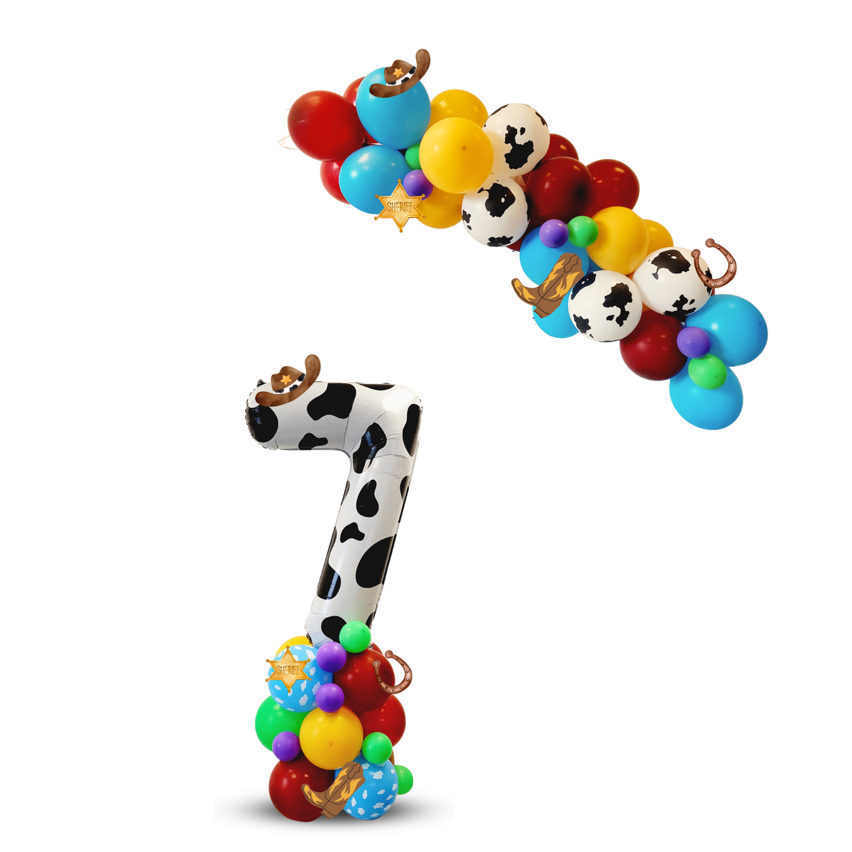 Rodeo toy story style purple green cow boy boots 40inch number balloon garland product photo 4