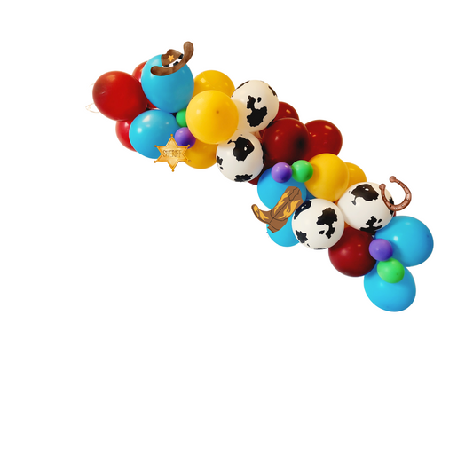 Rodeo toy story style purple green cow boy boots 40inch number balloon garland product photo