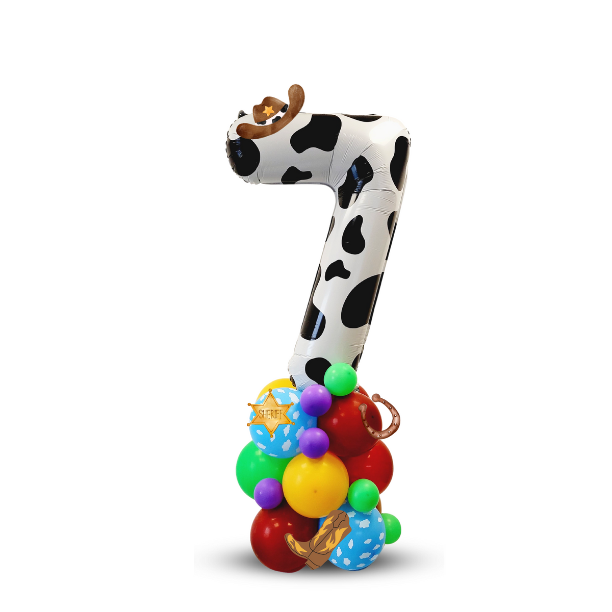 Rodeo toy story style purple green cow boy boots 40inch number balloon sculpture bouquet product photo 3