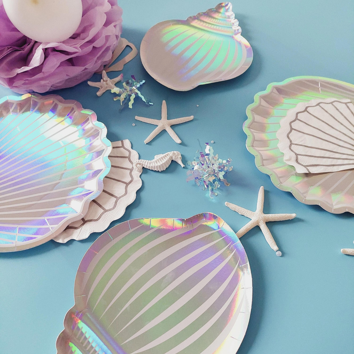 Under the sea shells mermaid party tableware kit product photo 2