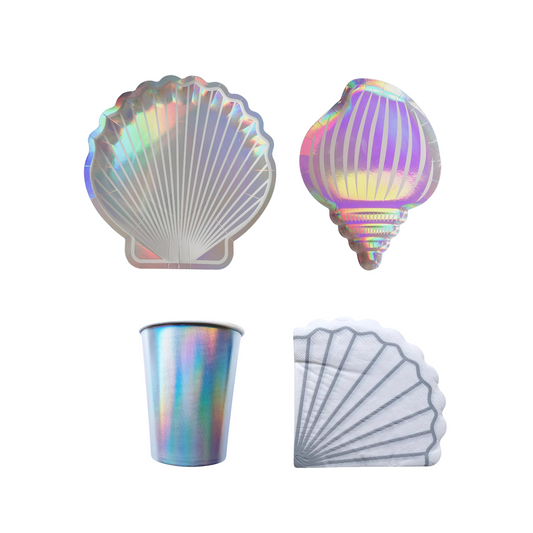 Under the sea shells mermaid party tableware kit product photo