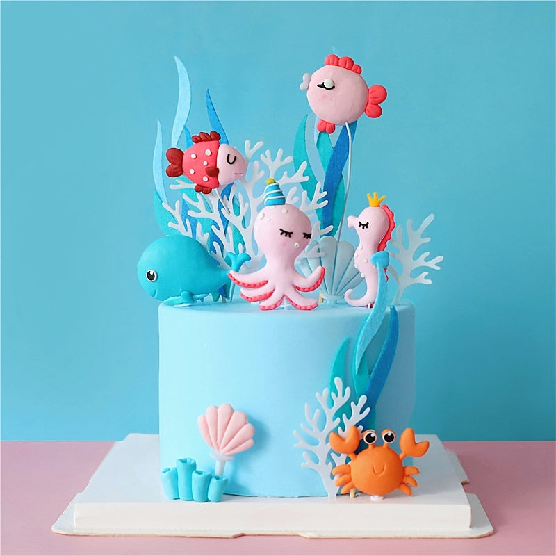 Under the sea fish coral cake topper set product photo 2