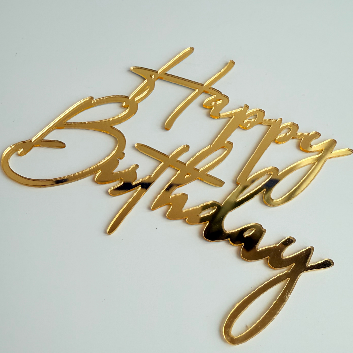 Simple gold acrylic universal happy birthday cake topper product photo 2