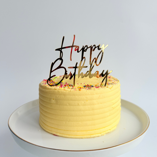 Simple gold acrylic universal happy birthday cake topper product photo