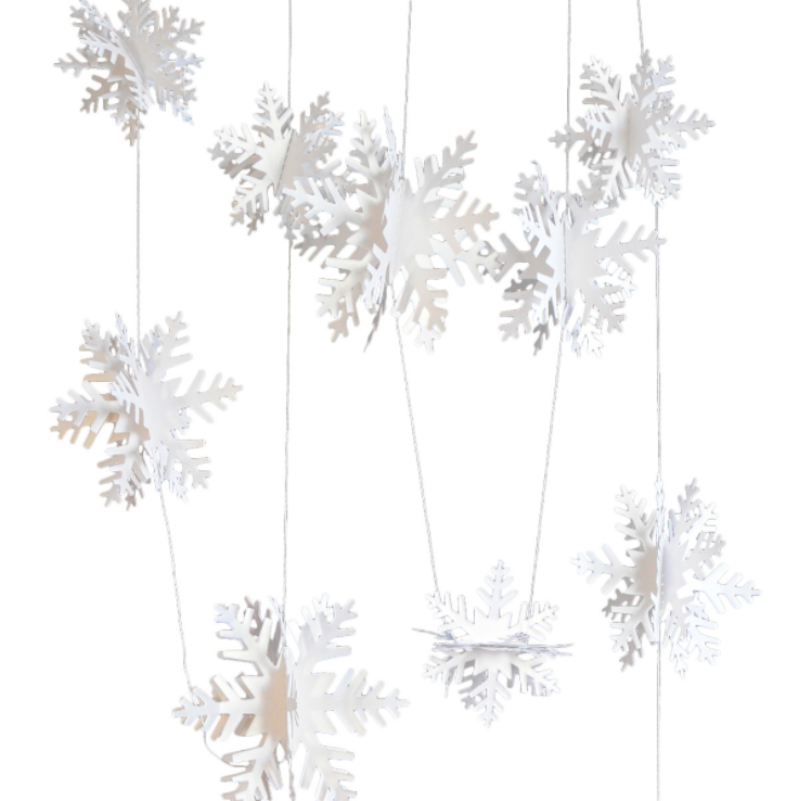White 3D snow flakes bunting decoration product photo 3